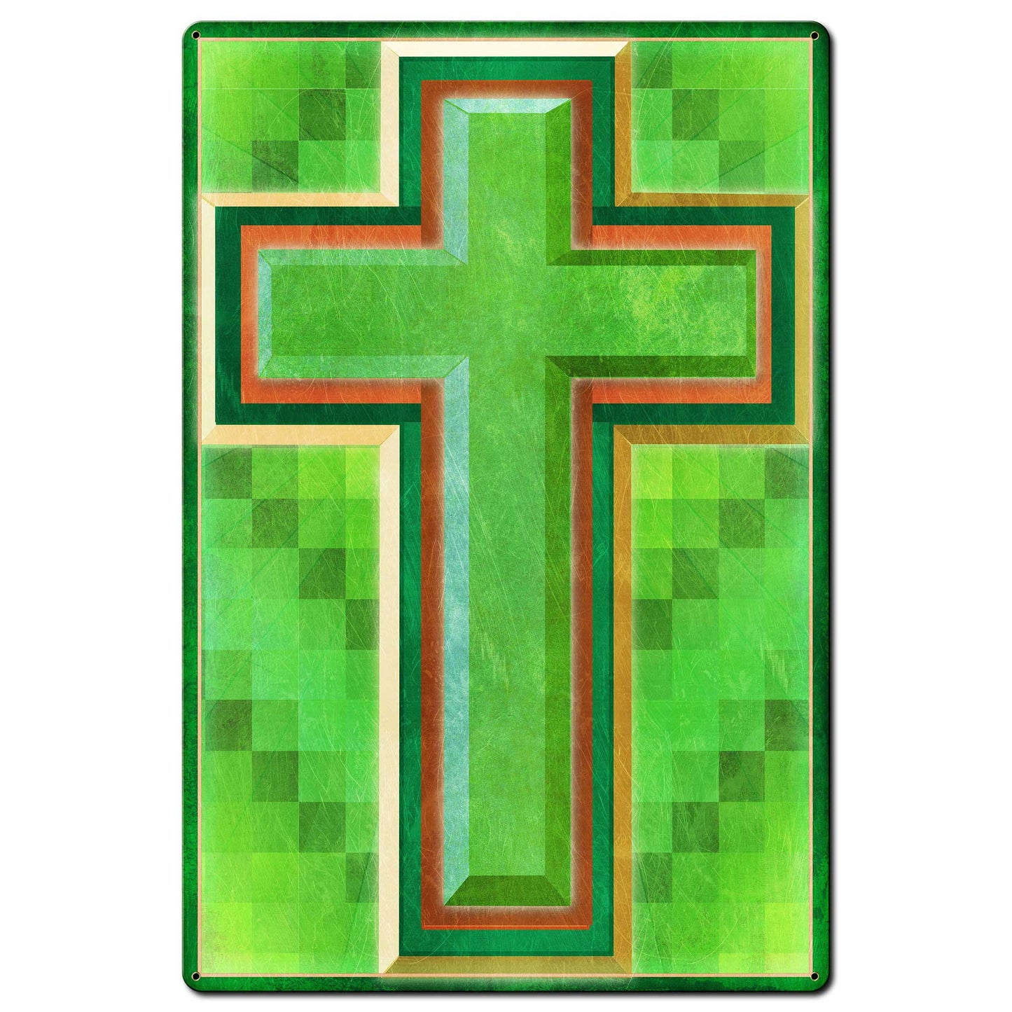 Cross Quilt Multiple Crosses 24 X 36 vintage metal sign