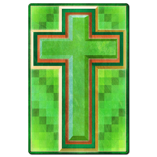 Cross Quilt Multiple Crosses 24 X 36 vintage metal sign