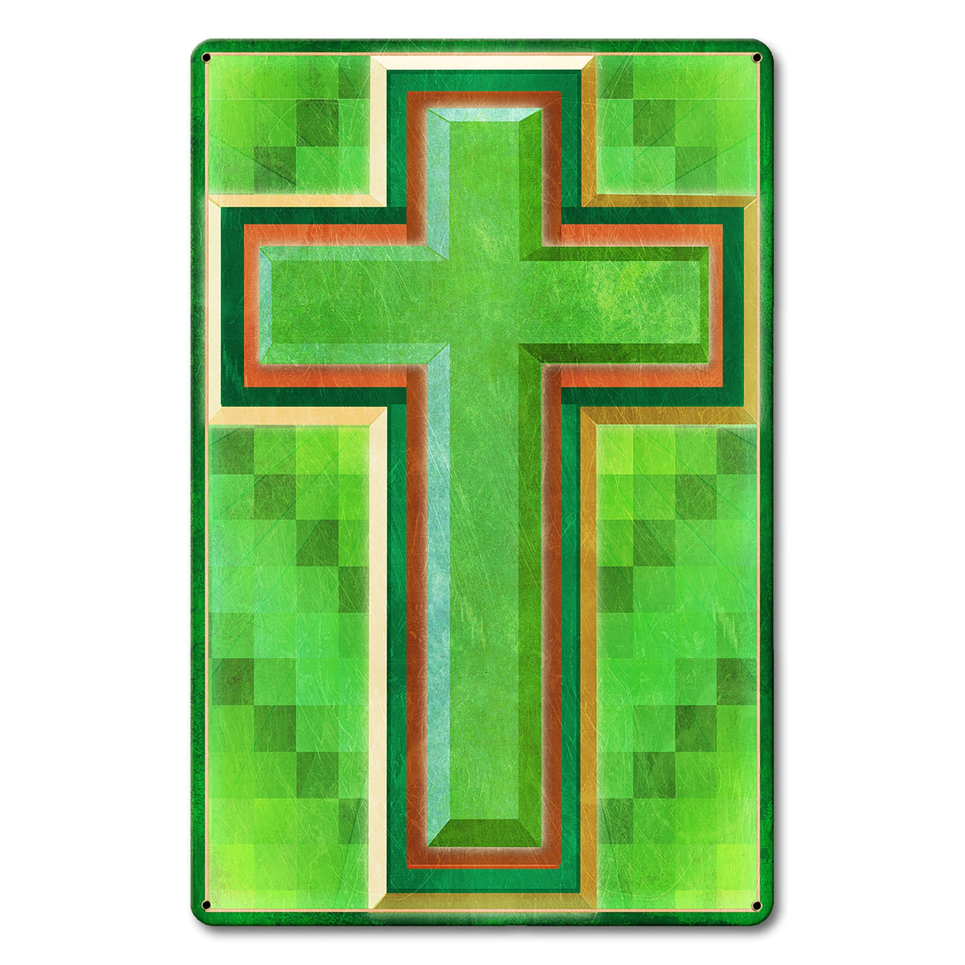 Cross Quilt Multiple Crosses 12 X 18 vintage metal sign