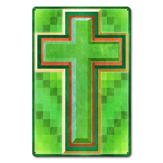 Cross Quilt Multiple Crosses 12 X 18 vintage metal sign