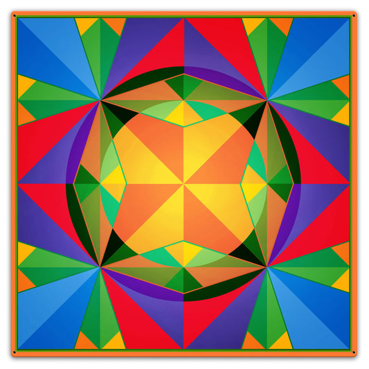 Triangles Squares Circles Quilt 36 X 36 vintage metal sign