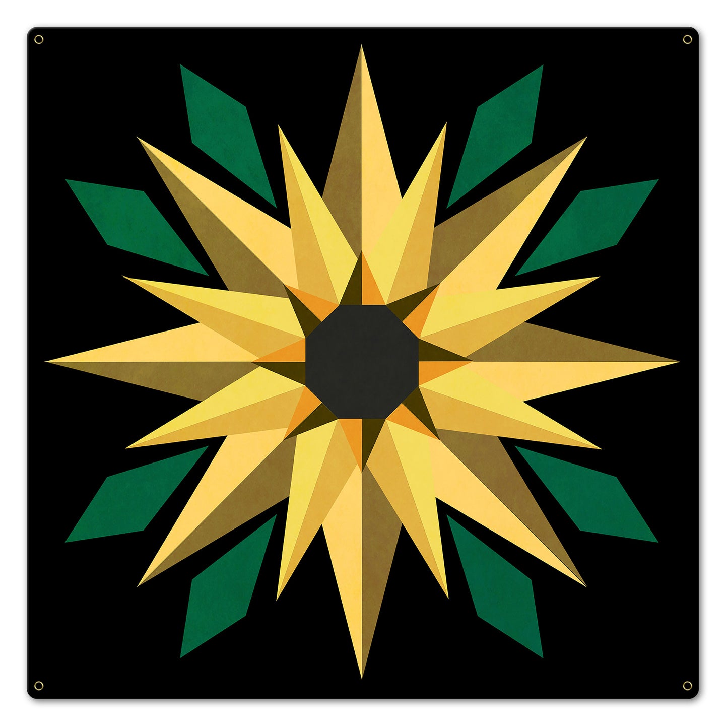 Sunflower Black Background 24 X 24 vintage metal sign