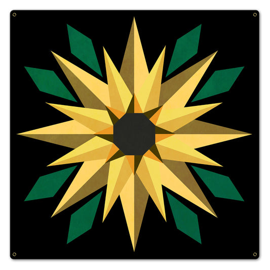 Sunflower Black Background 24 X 24 vintage metal sign