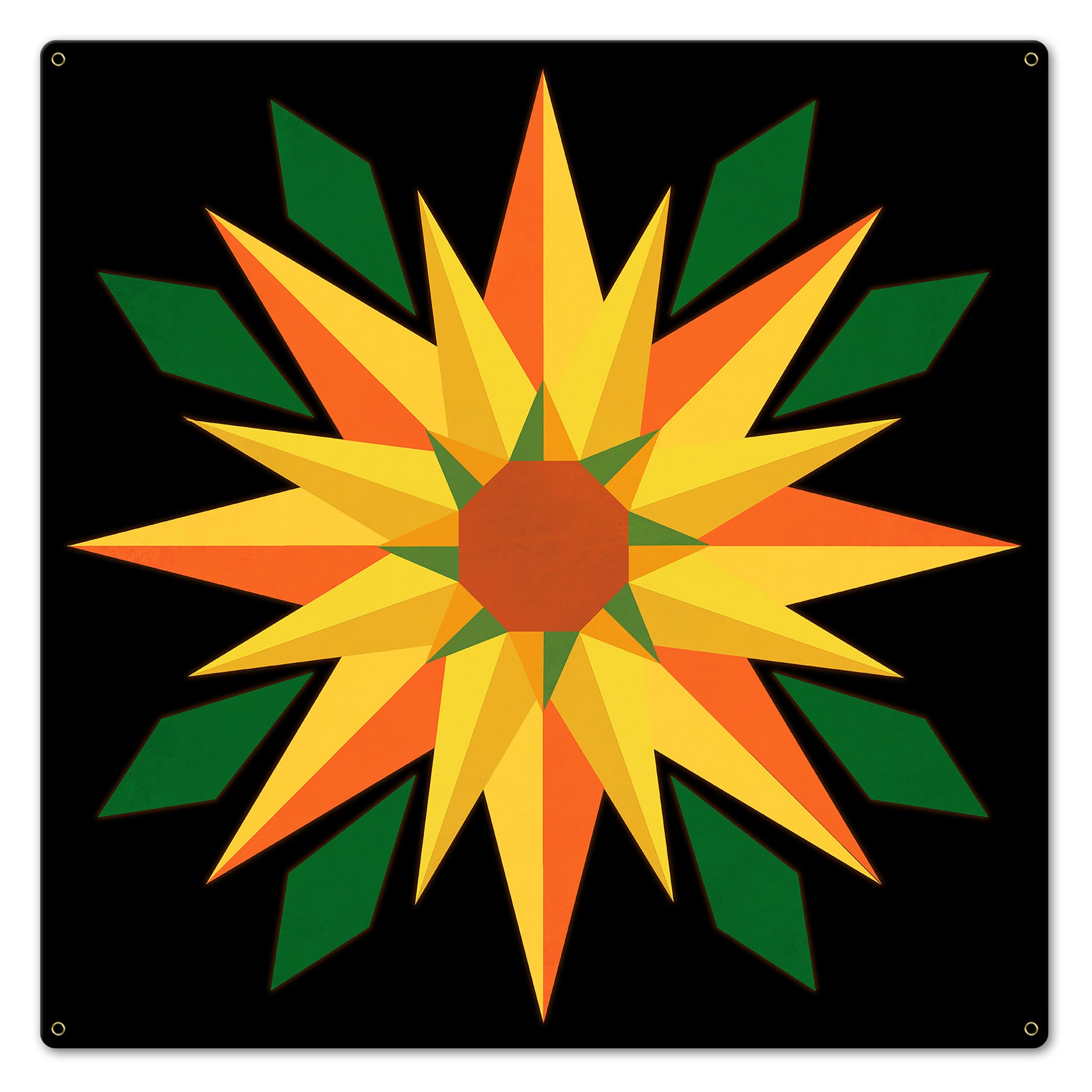 Sunflower Orange Black Background 24 X 24 vintage metal sign