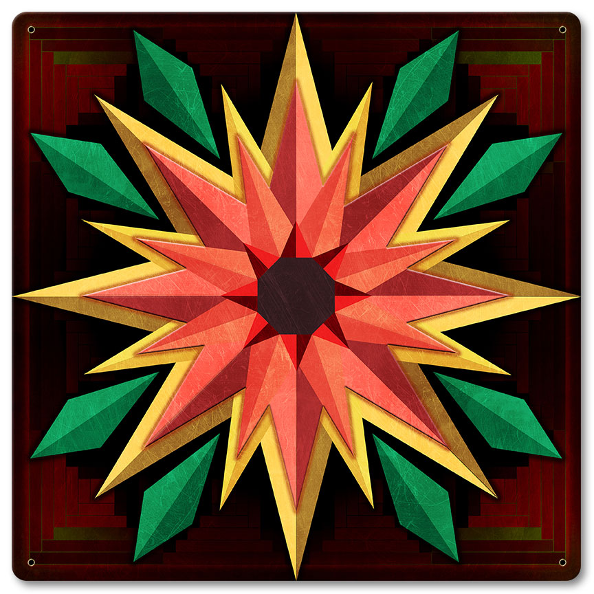 Sunflower Log Cabin Background 12 X 12 vintage metal sign