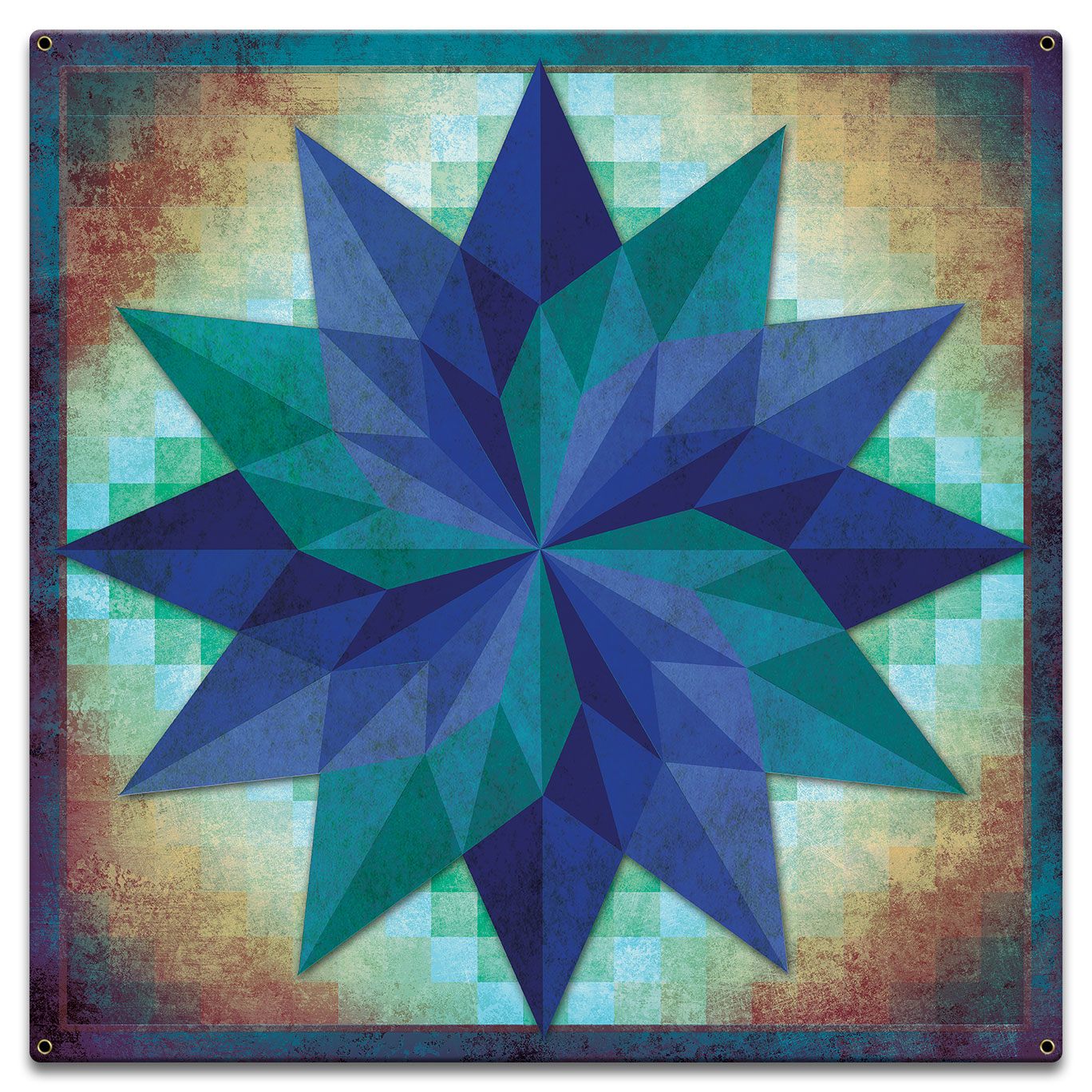 Around The World Starburst Pattern 18 X 18 vintage metal sign