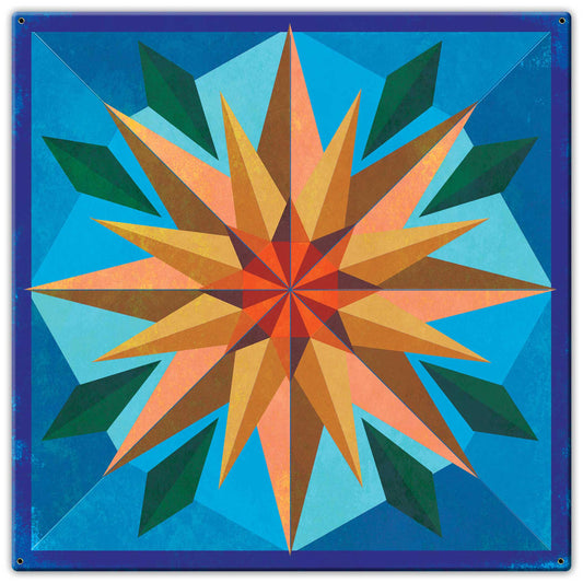 Sunflower Light Blue Background 30 X 30 vintage metal sign