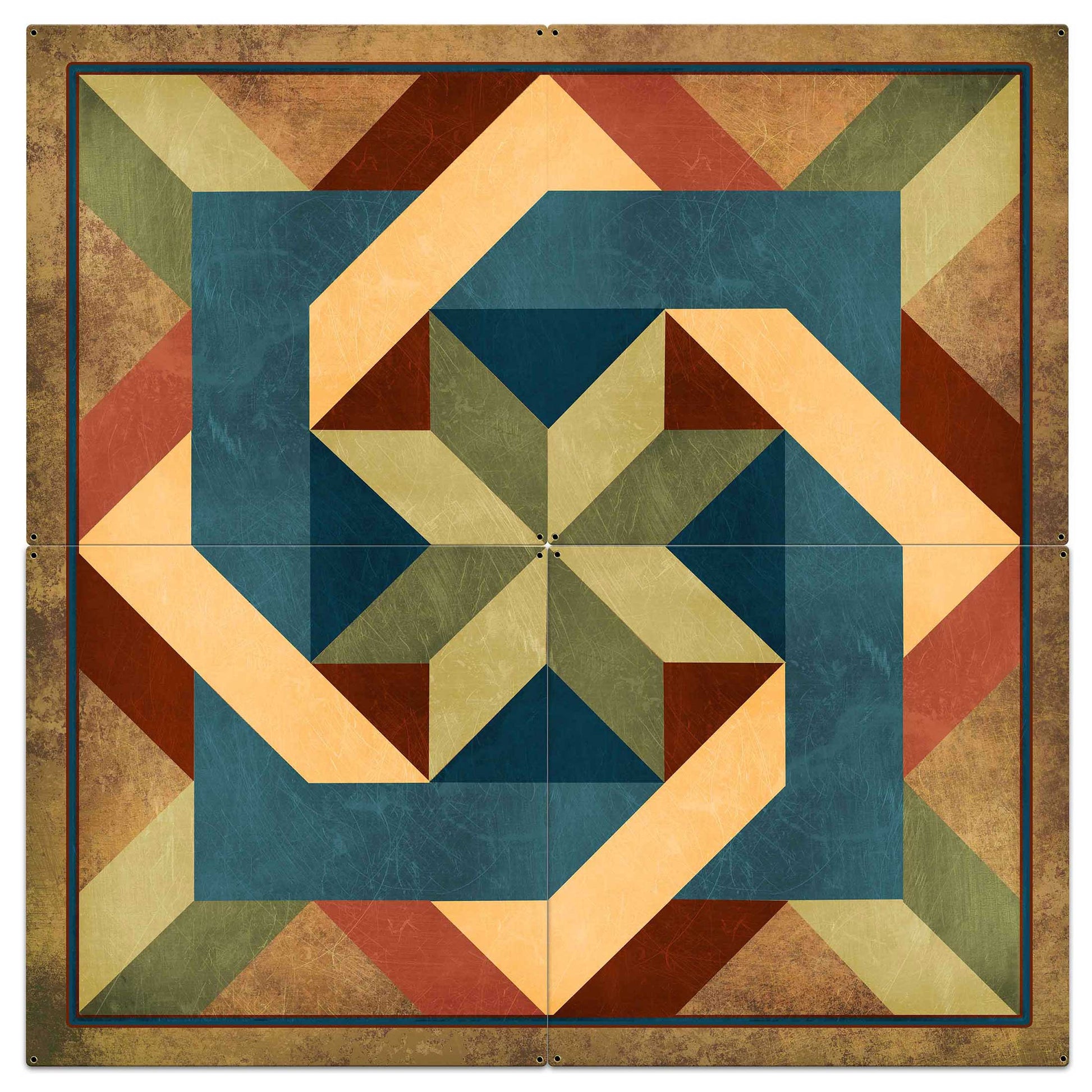 Box In Box Earth Tones 4pcs 48 X 48 vintage metal sign