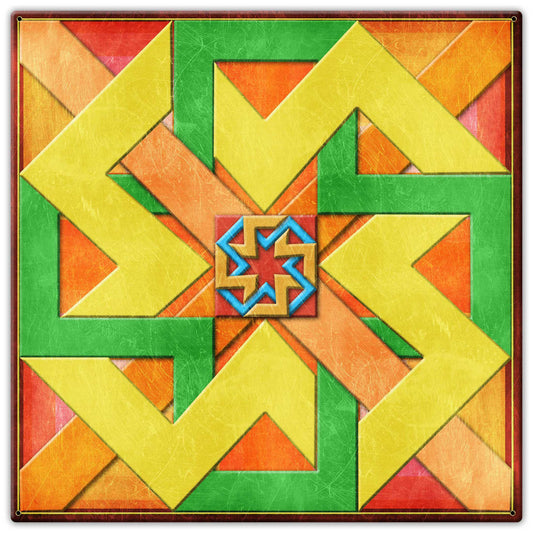 Box New Design Orange Green Yellow 24 X 24 vintage metal sign