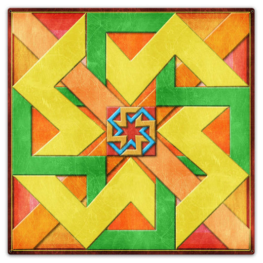 Box New Design Orange Green Yellow 36 X 36 vintage metal sign