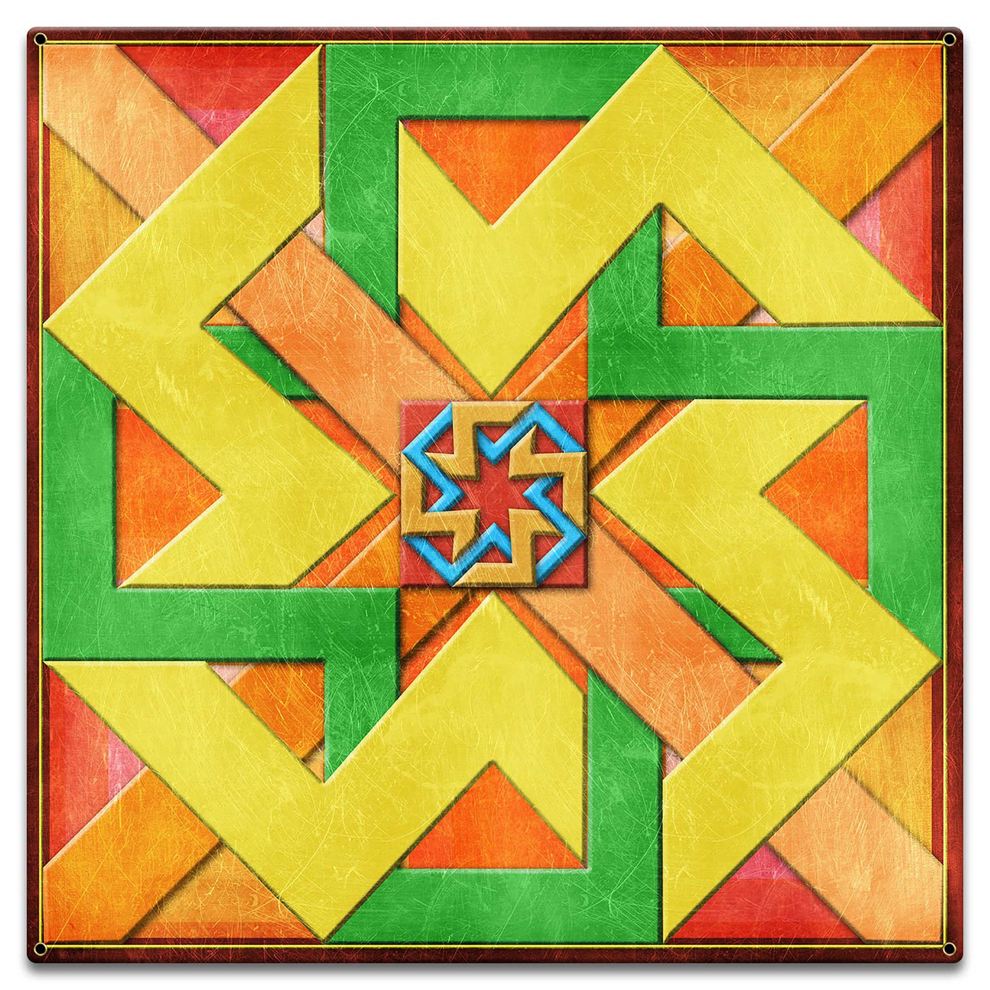 Box New Design Orange Green Yellow 18 X 18 vintage metal sign