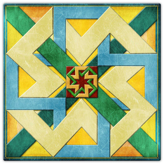 Box New Design Blue Green Orange 30 X 30 vintage metal sign