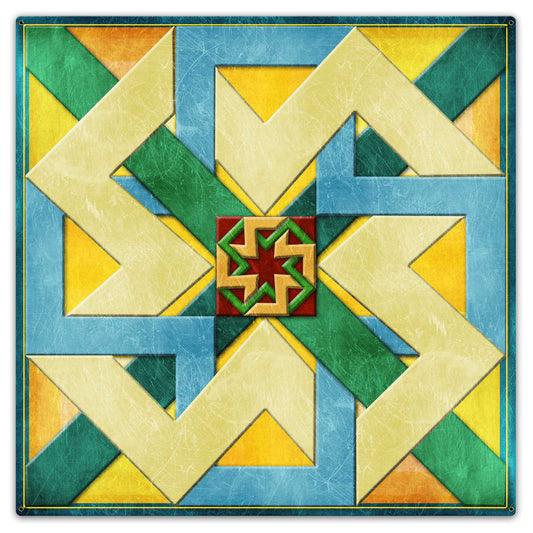 Box New Design Blue Green Orange 36 X 36 vintage metal sign