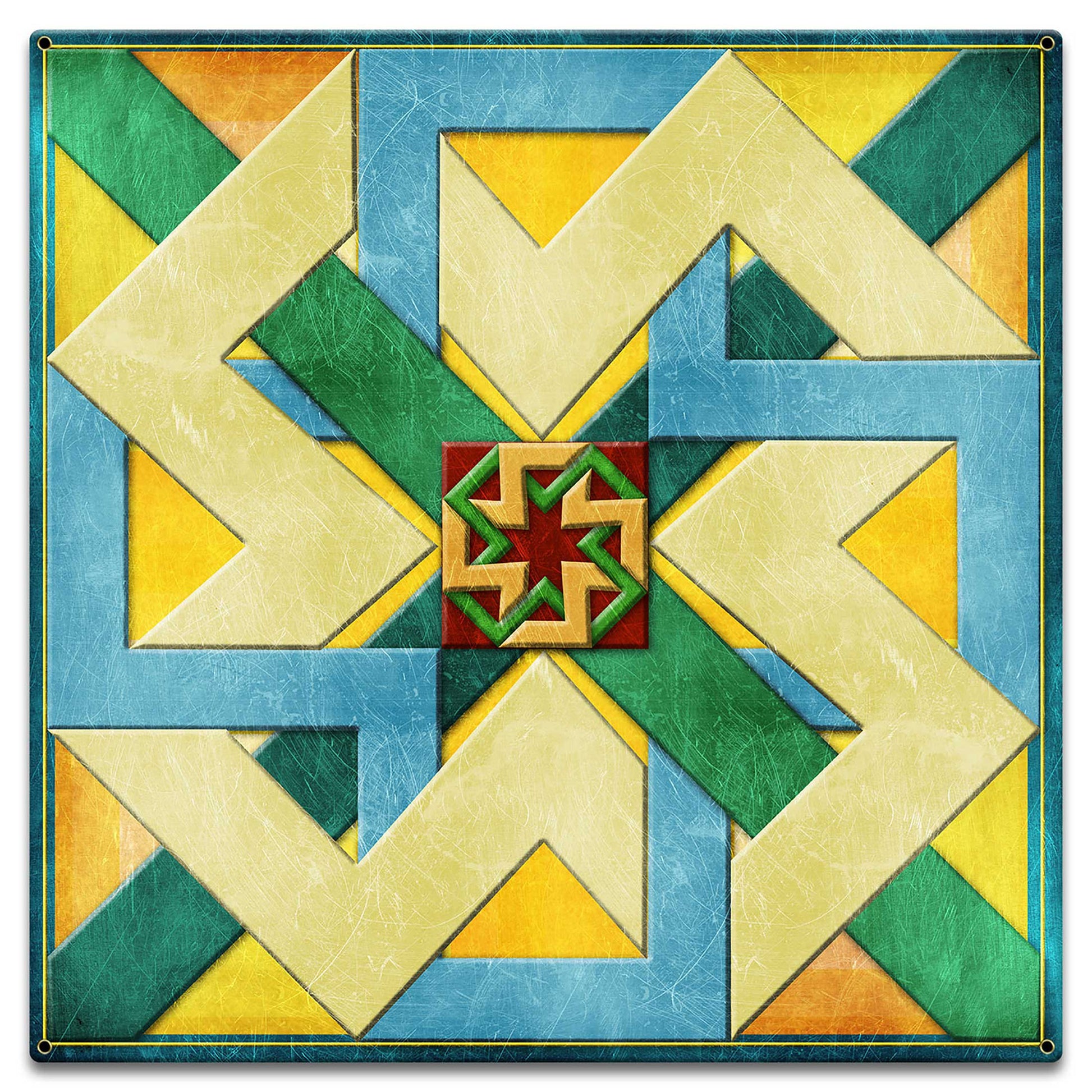 Box New Design Blue Green Orange 18 X 18 vintage metal sign