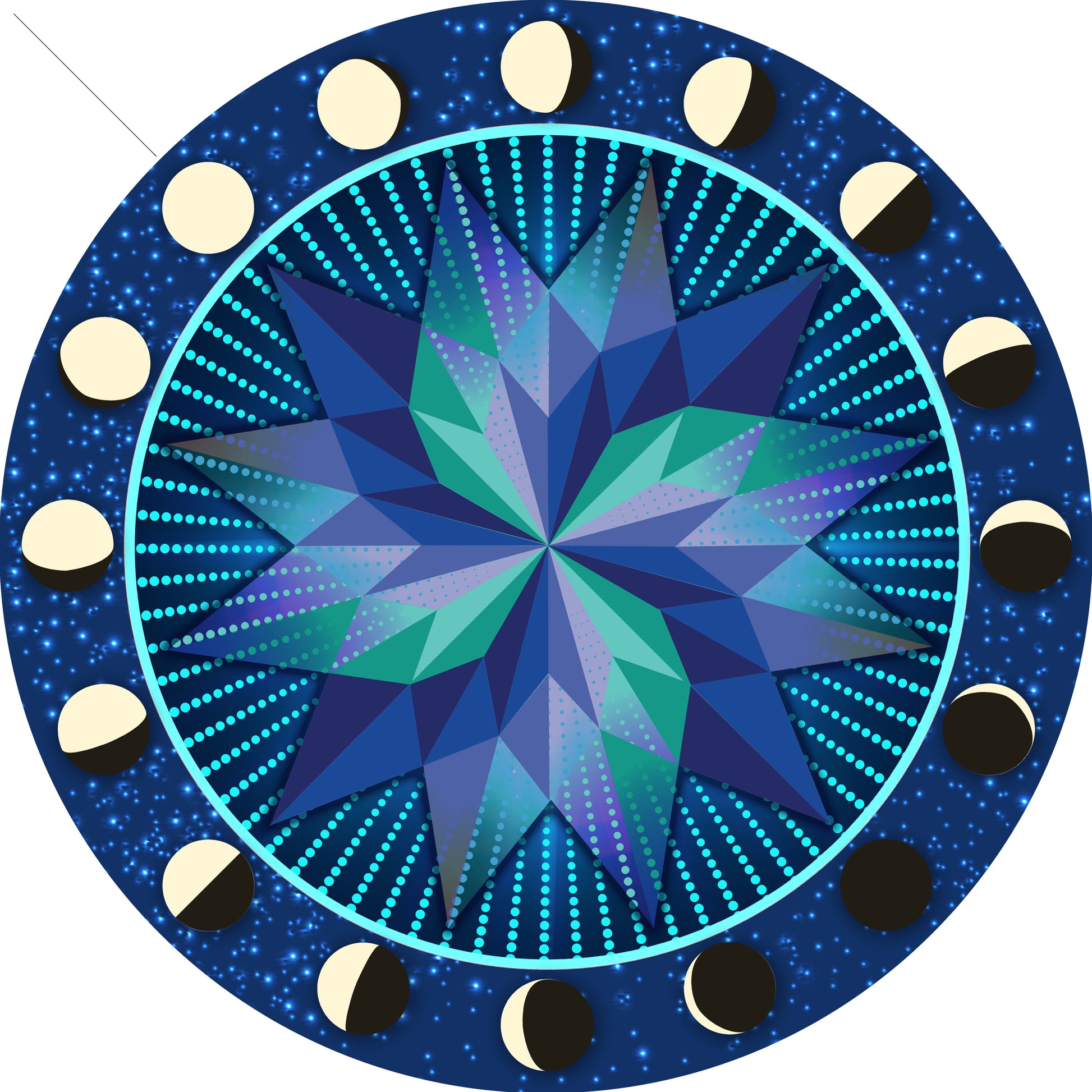 Moon Phases Glowing Stars Hex 14 X 14 vintage metal sign