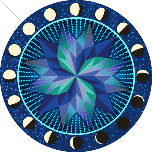 Moon Phases Glowing Stars Hex 14 X 14 vintage metal sign