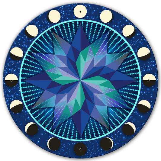 Moon Phases Glowing Stars Hex 28 X 28 vintage metal sign