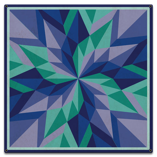 Starburst Blue 18 X 18 vintage metal sign