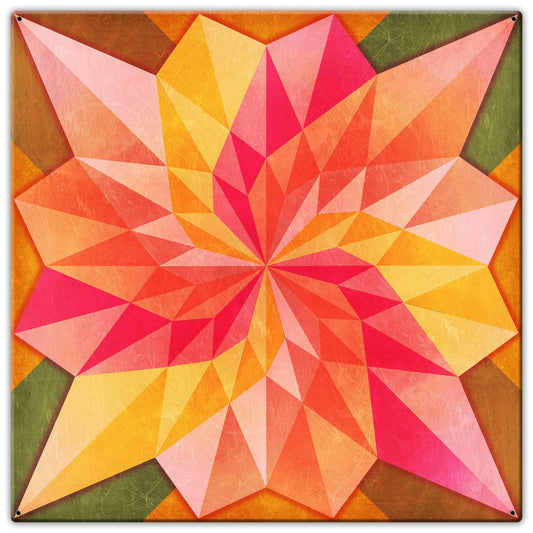 Rose Dahila Quilt 30 X 30 vintage metal sign