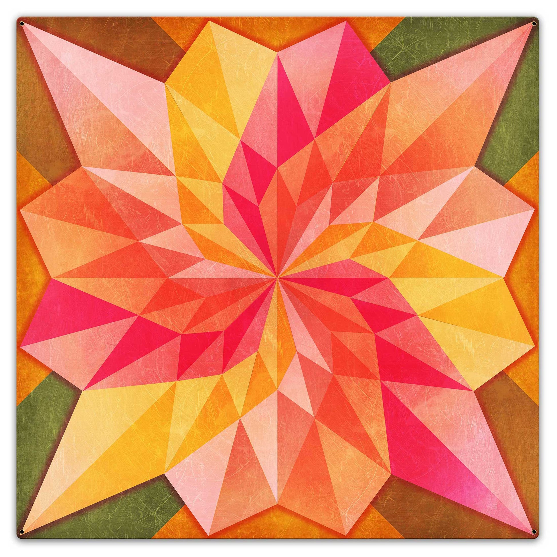 Rose Dahila Quilt 36 X 36 vintage metal sign