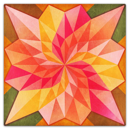 Rose Dahila Quilt 36 X 36 vintage metal sign