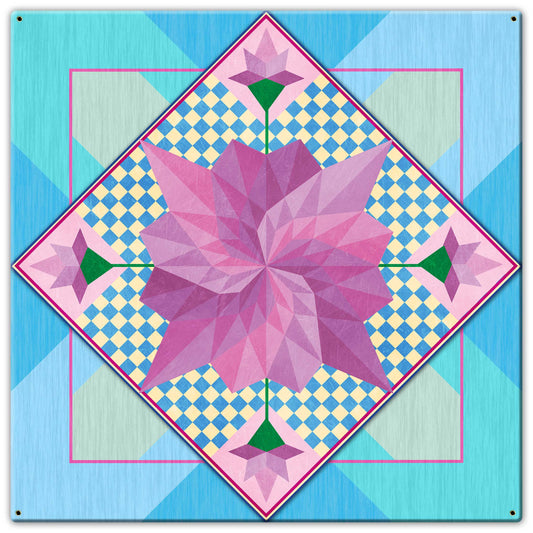 Spring Flowers Blue 30 X 30 vintage metal sign