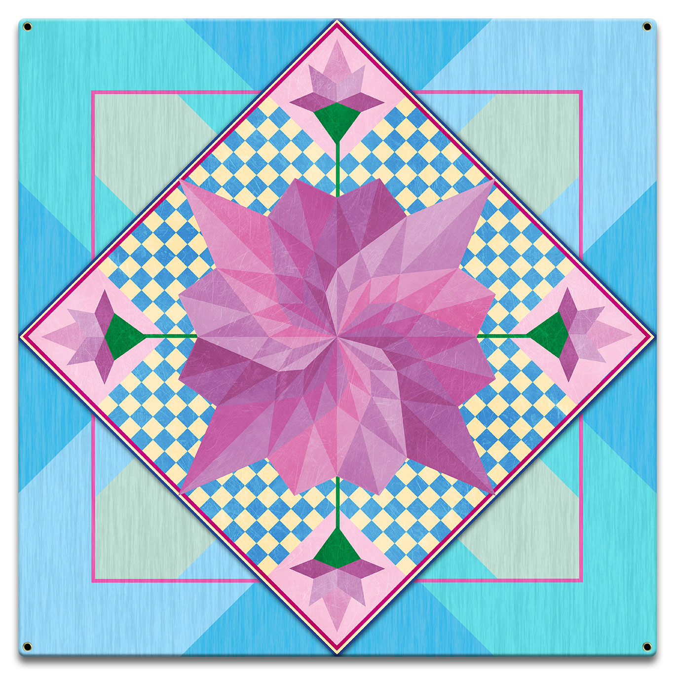 Spring Flowers Blue 18 X 18 vintage metal sign