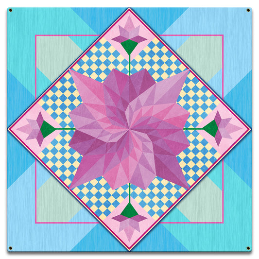 Spring Flowers Blue 18 X 18 vintage metal sign