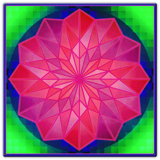 Rose Dahilia Blue Border 30 X 30 vintage metal sign