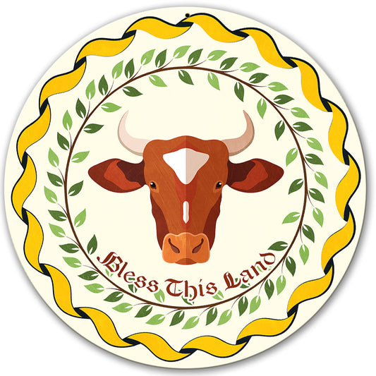 Cow Hex Sign White Background 14 X 14 vintage metal sign