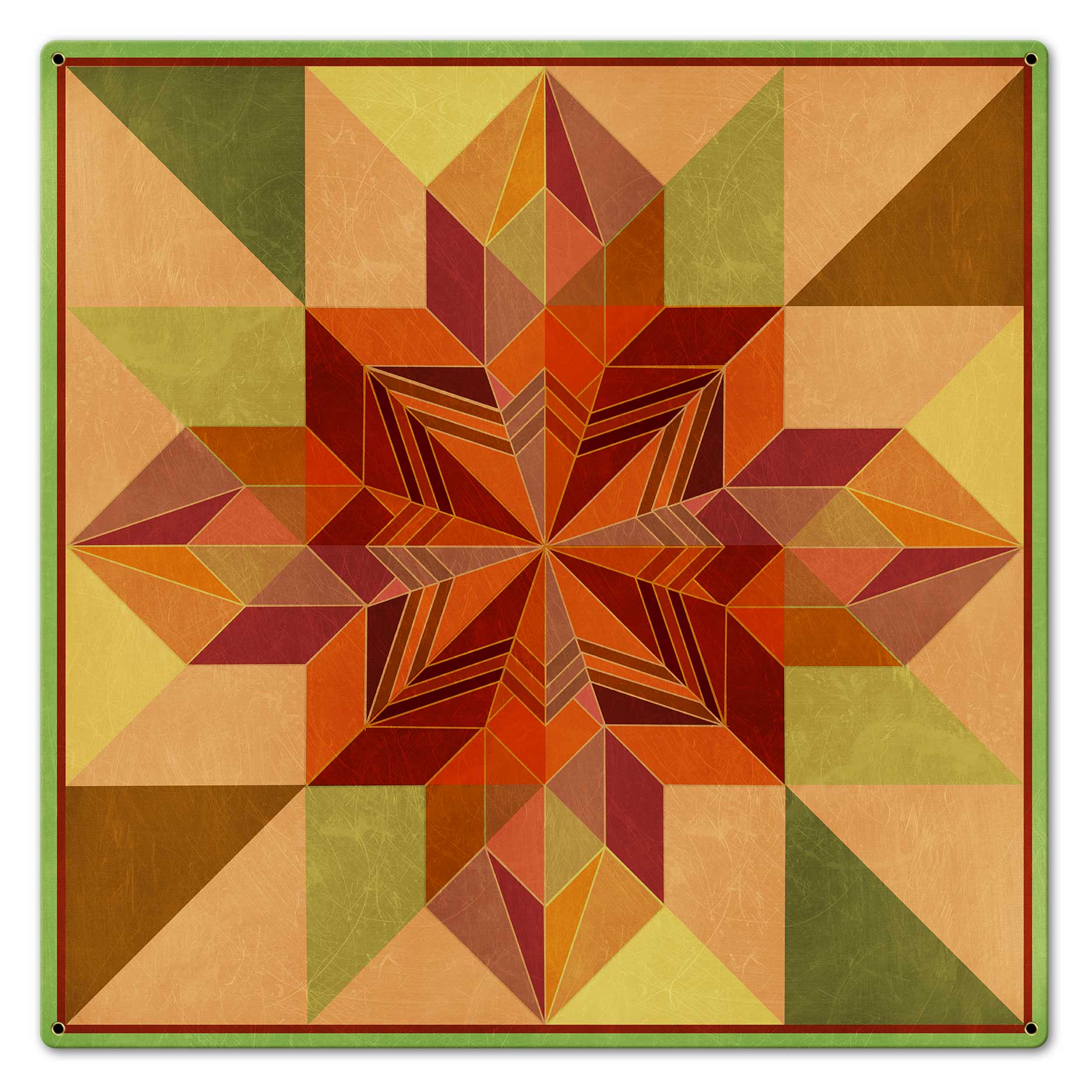 Earth Tones Patchwork Quilt 24 X 24 vintage metal sign