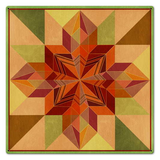Earth Tones Patchwork Quilt 24 X 24 vintage metal sign