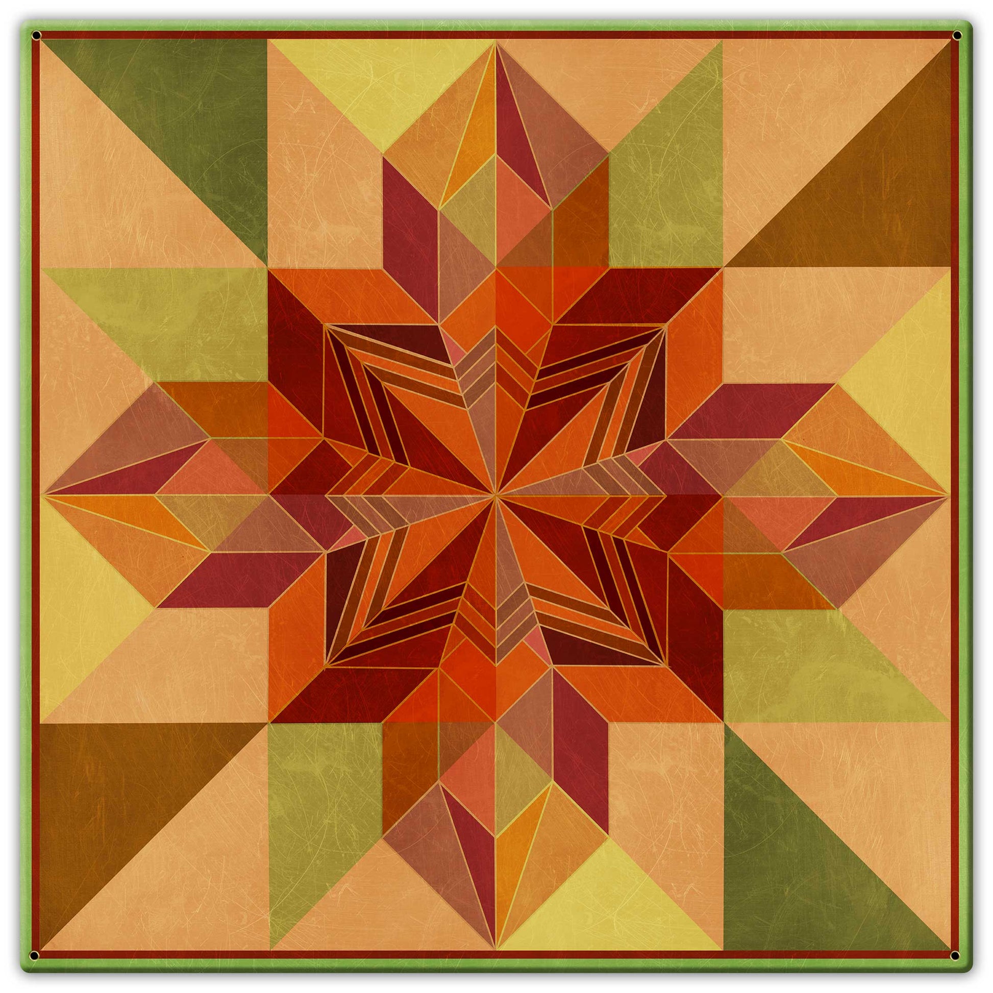 Earth Tones Patchwork Quilt 30 X 30 vintage metal sign