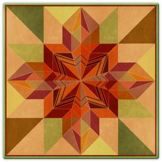 Earth Tones Patchwork Quilt 30 X 30 vintage metal sign