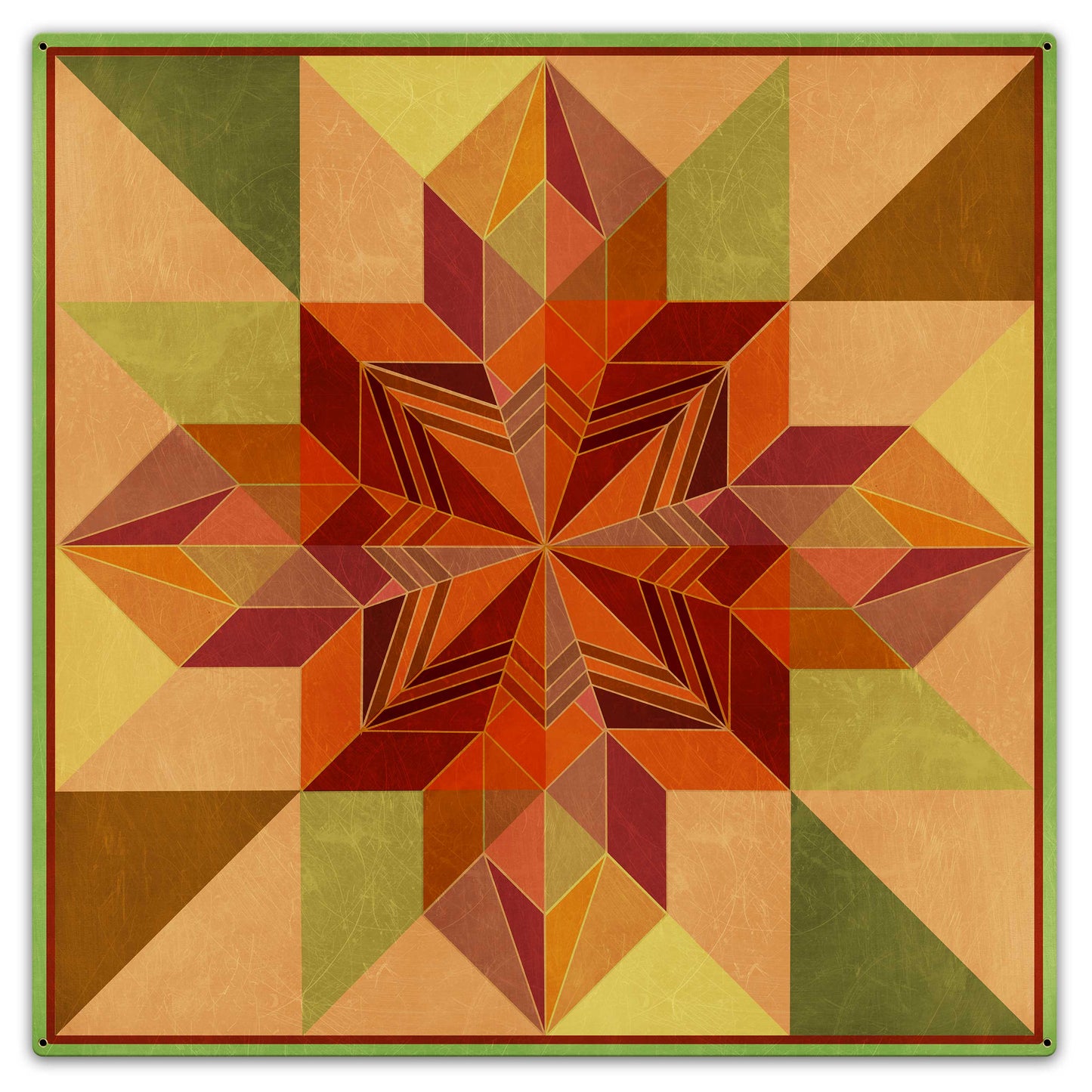 Earth Tones Patchwork Quilt 36 X 36 vintage metal sign