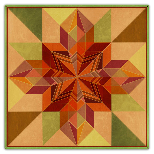 Earth Tones Patchwork Quilt 36 X 36 vintage metal sign