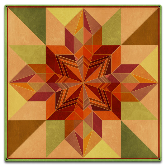 Earth Tones Patchwork Quilt 18 X 18 vintage metal sign