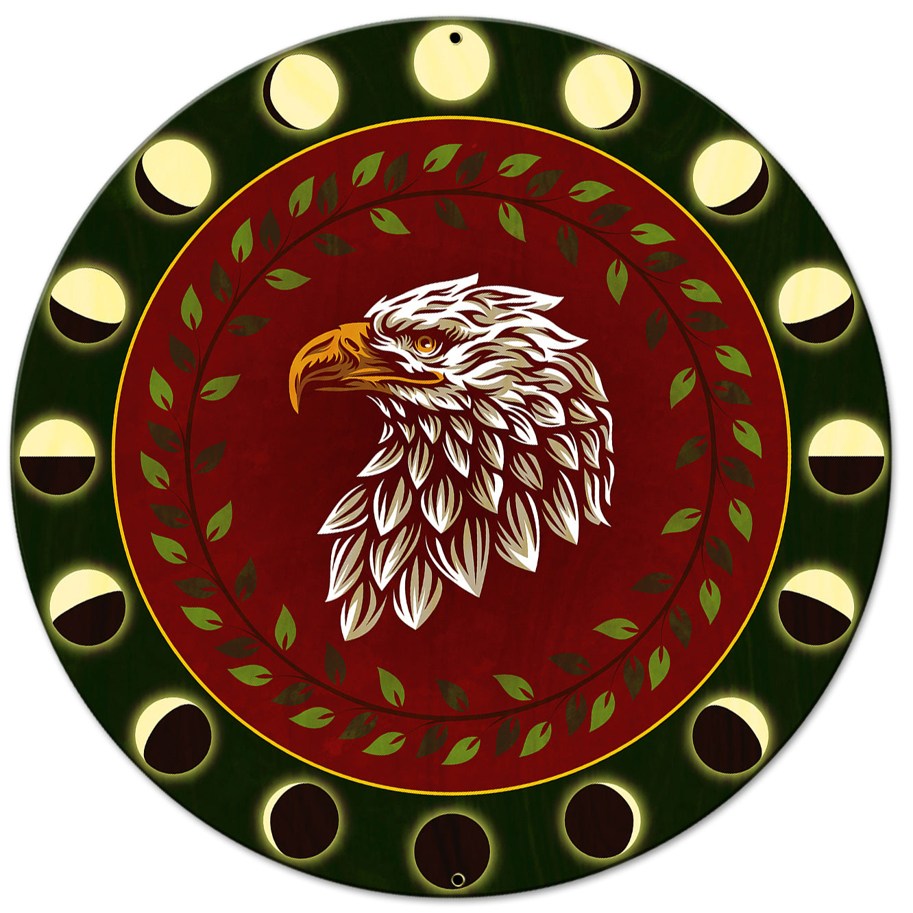 Eagle and Branches Hex 18 X 18 vintage metal sign