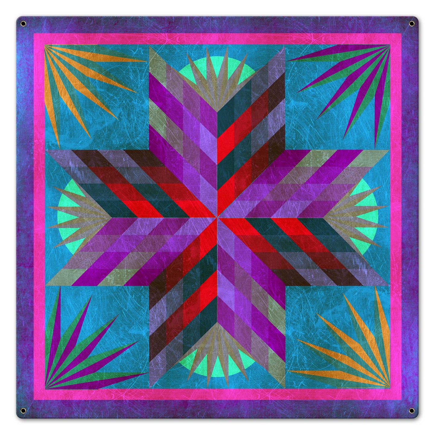 Summer Solstice Quilt 24 X 24 vintage metal sign