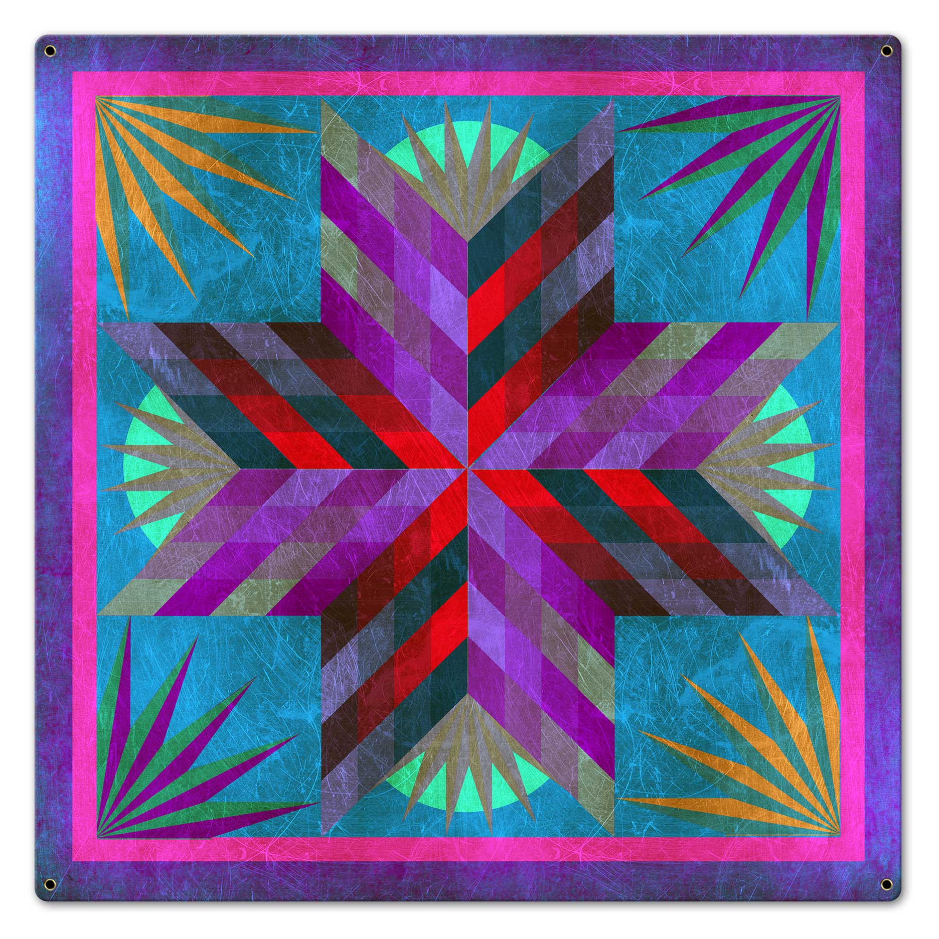 Summer Solstice Quilt 24 X 24 vintage metal sign