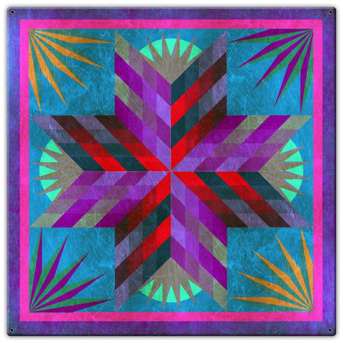 Summer Solstice Quilt 30 X 30 vintage metal sign