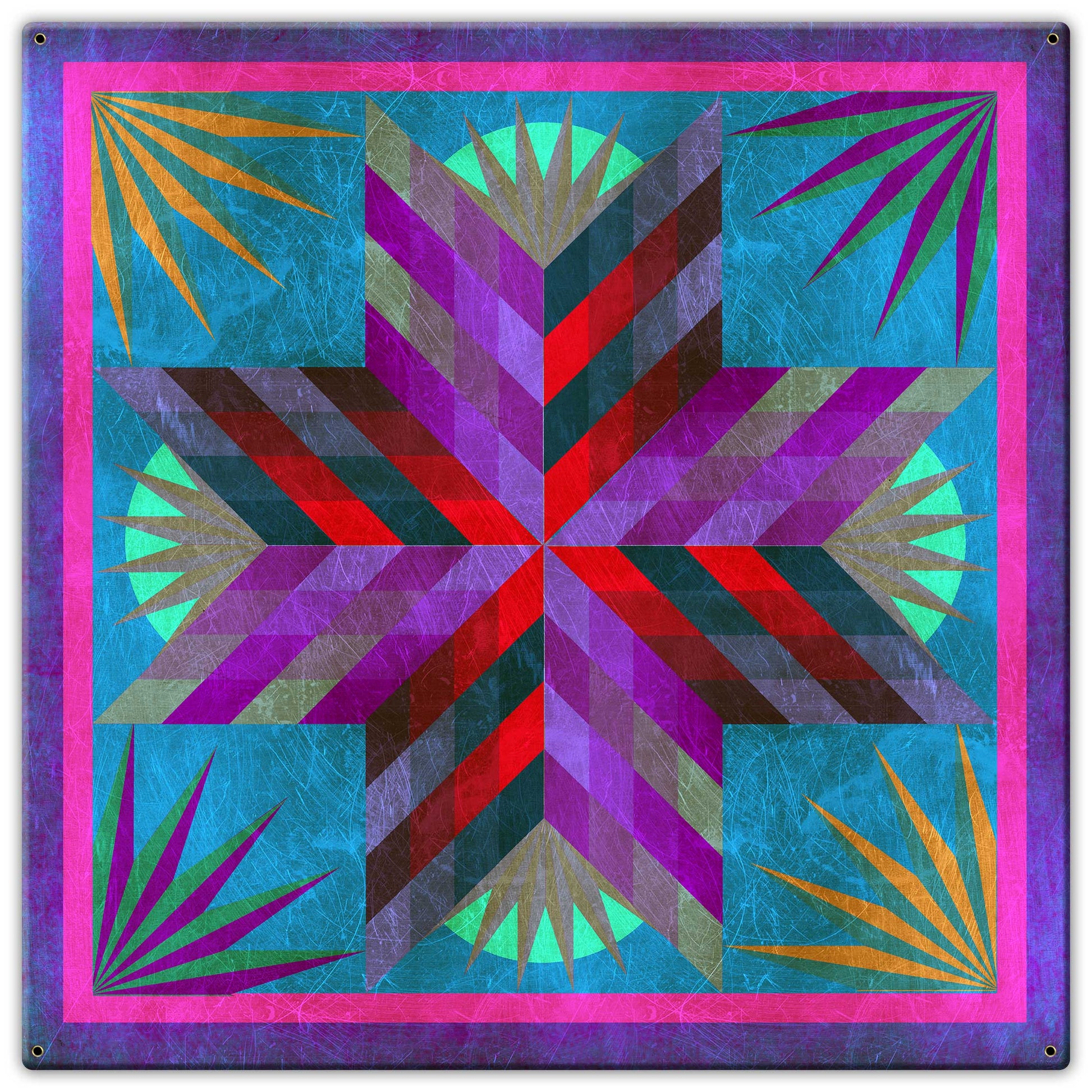 Summer Solstice Quilt 30 X 30 vintage metal sign