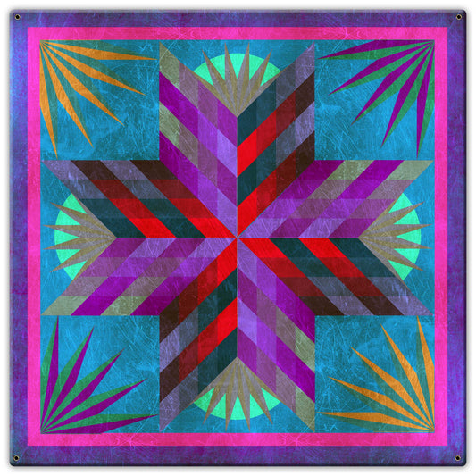 Summer Solstice Quilt 30 X 30 vintage metal sign