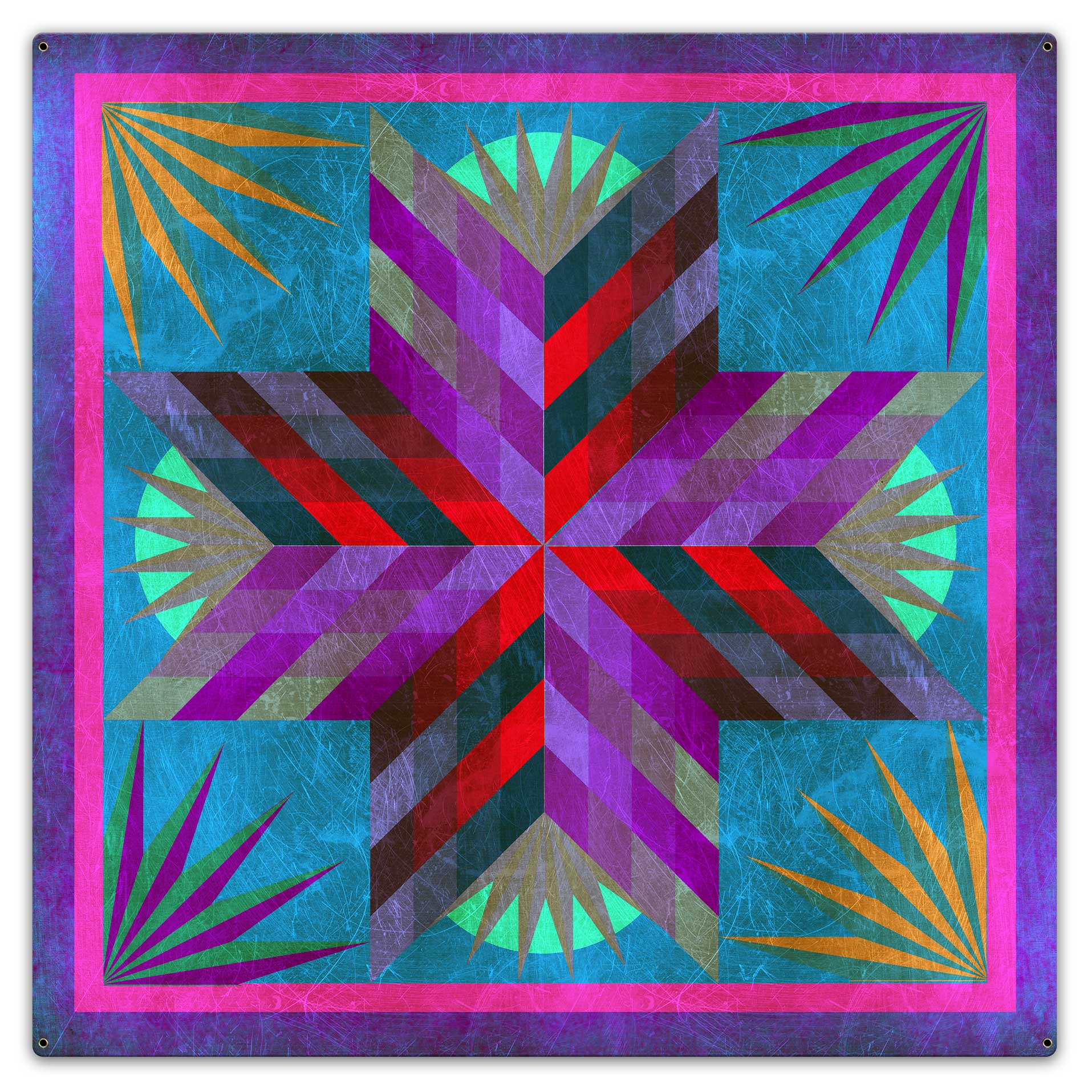 Summer Solstice Quilt 36 X 36 vintage metal sign