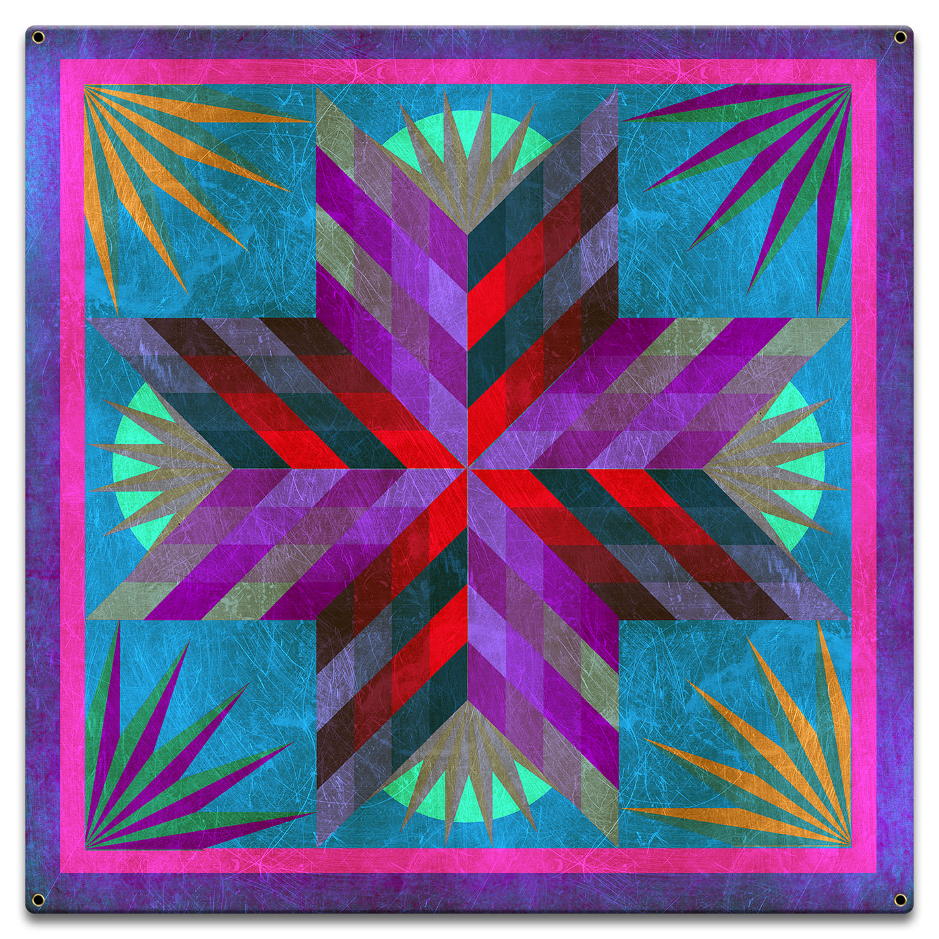 Summer Solstice Quilt 18 X 18 vintage metal sign