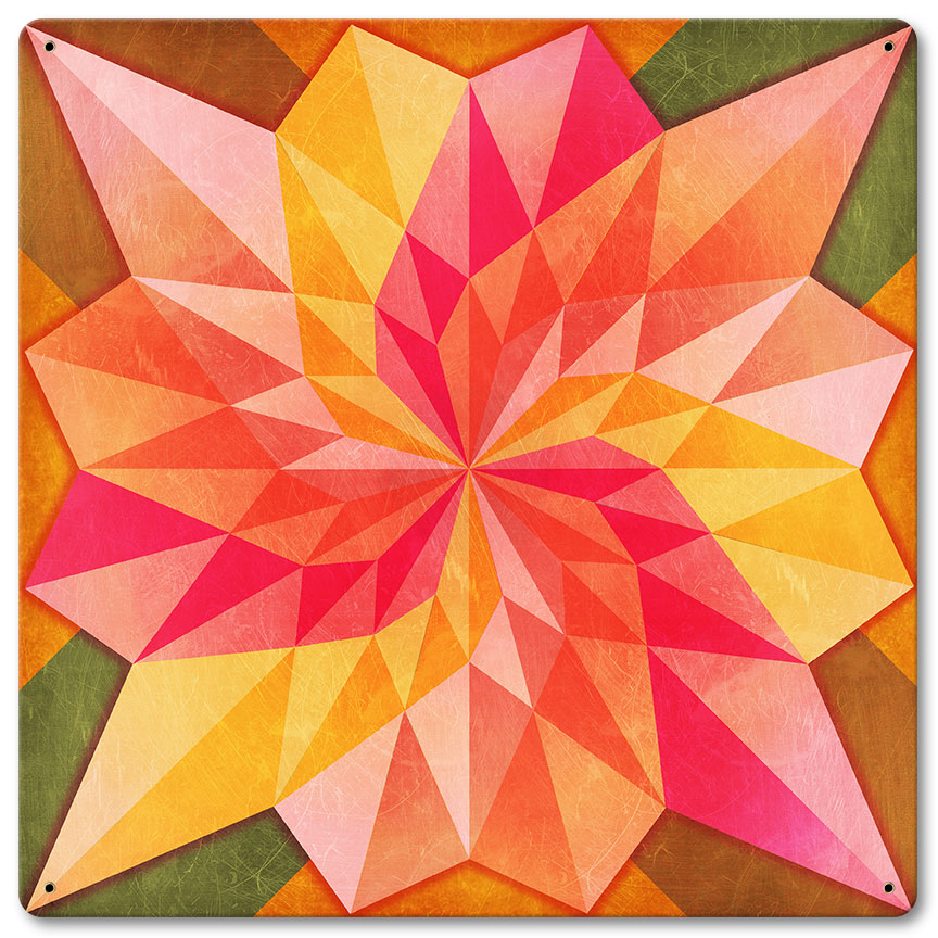 Rose Dahlia Quilt 12 X 12 vintage metal sign