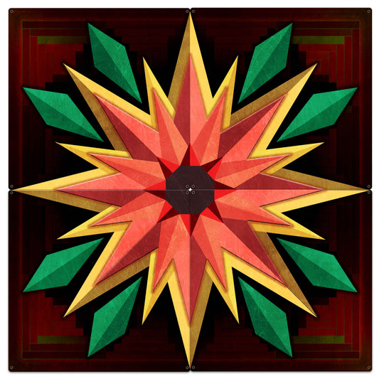 Sunflower Log Cabin 4pcs 48 X 48 vintage metal sign