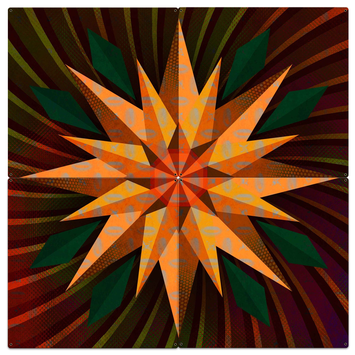 Sunflower Sphere Colorful 4pcs Metal Sign 48in X 48in