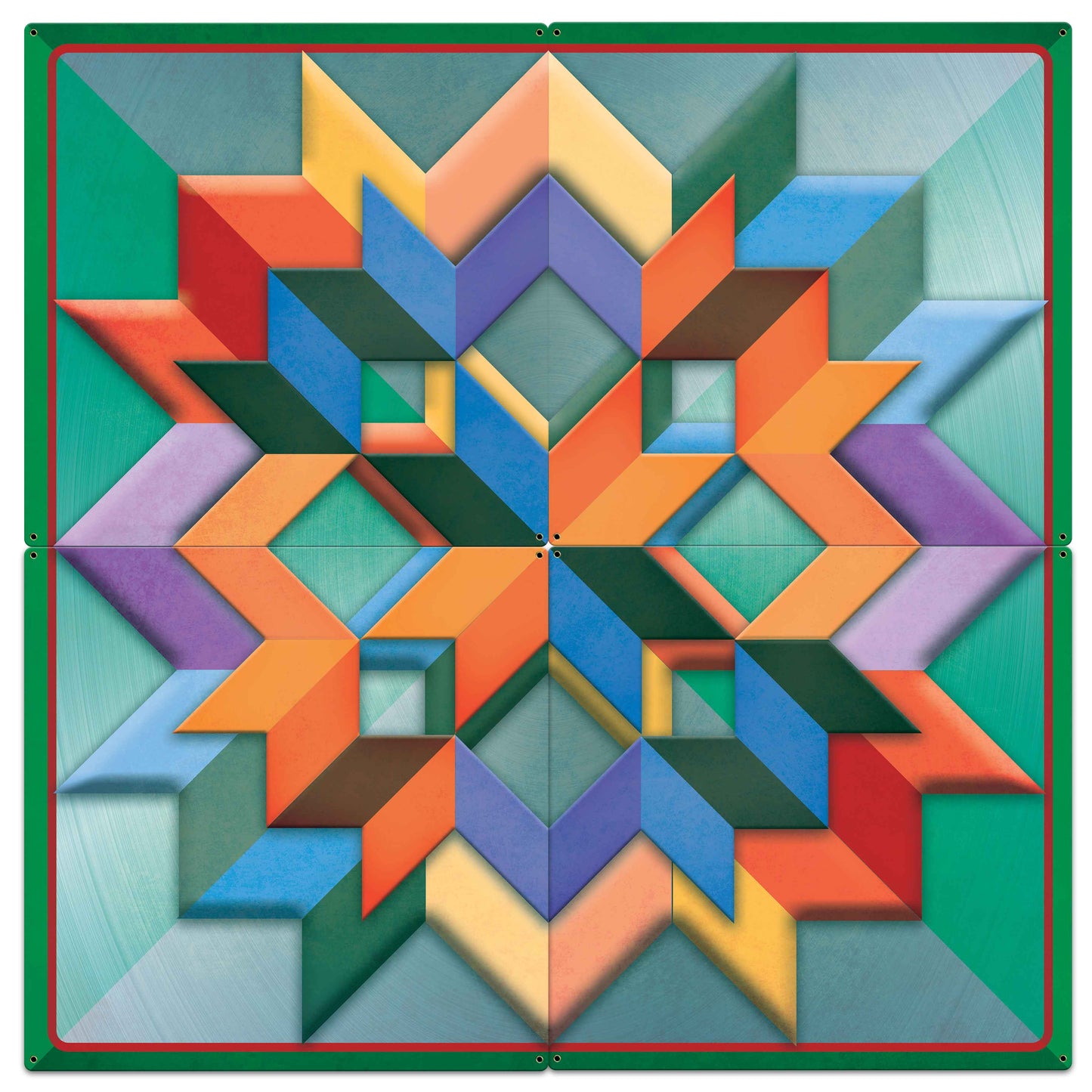 Box Pattern Green Light Background 4pcs Metal Sign 42in X 42in