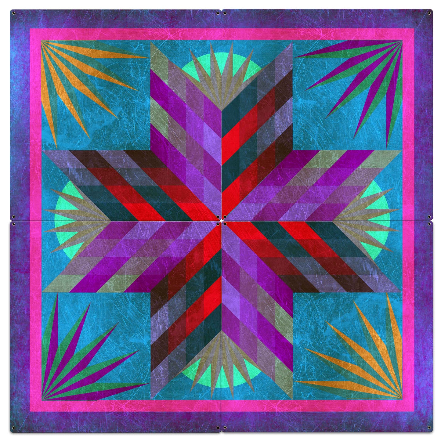 Summer Solstice Magenta 4pcs Metal Sign 42in X 42in